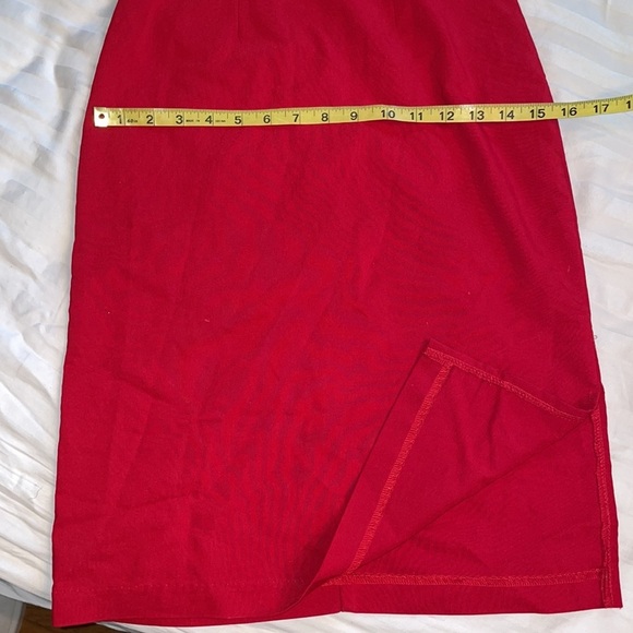 Red sexy slip dress slit Christmas holiday vacation travel party event birthday - Picture 3 of 5